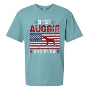 Best Auggie Dad Ever American Flag Dog Dad Sueded Cloud Jersey T-Shirt