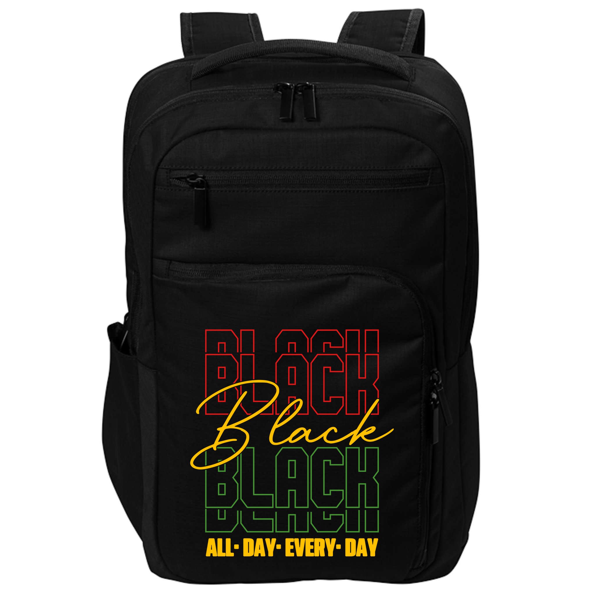 Black All Day Every Day Celebrating Black History Impact Tech Backpack