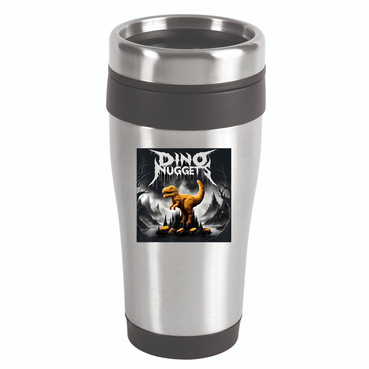 Black Aesthetic Dino Nuggets Death Metal Music Chicken Nugs 16oz Travel Tumbler