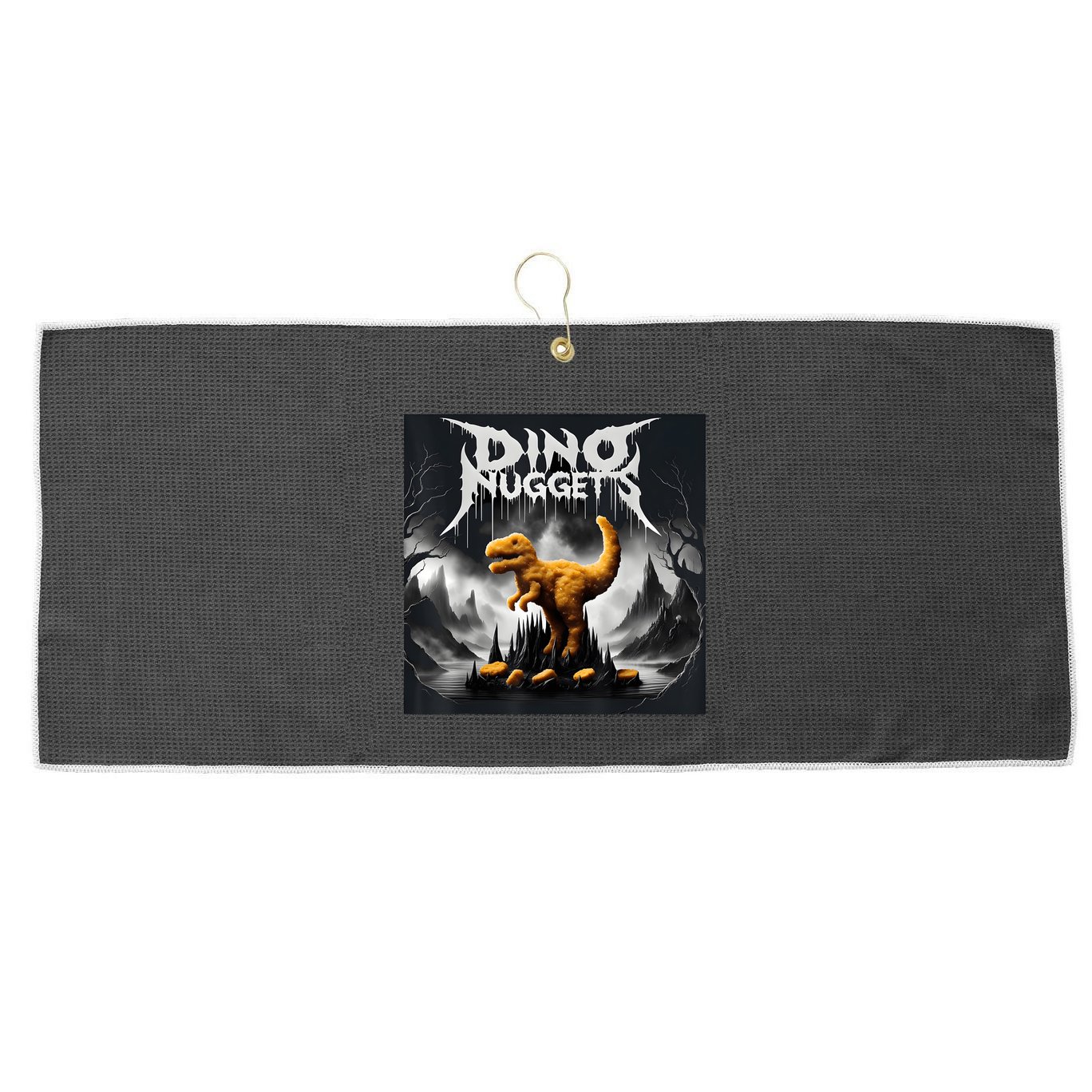 Black Aesthetic Dino Nuggets Death Metal Music Chicken Nugs Large Microfiber Waffle Golf Towel