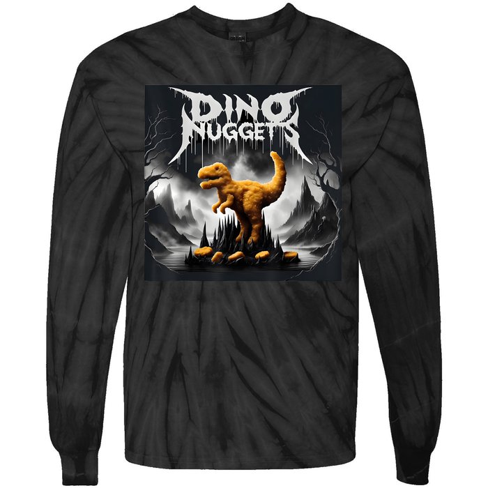 Black Aesthetic Dino Nuggets Death Metal Music Chicken Nugs Tie-Dye Long Sleeve Shirt