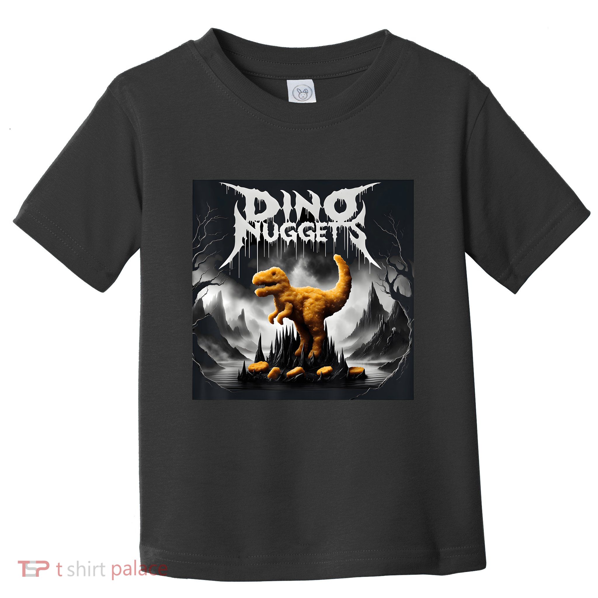 Black Aesthetic Dino Nuggets Death Metal Music Chicken Nugs Toddler T-Shirt