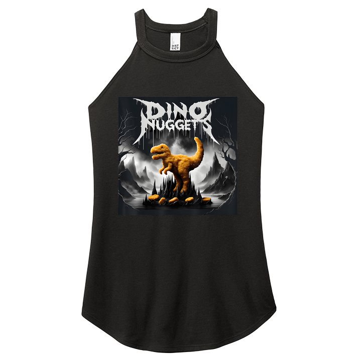 Black Aesthetic Dino Nuggets Death Metal Music Chicken Nugs Women's Perfect Tri Rocker Tank