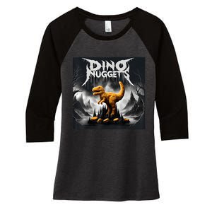 Black Aesthetic Dino Nuggets Death Metal Music Chicken Nugs Women's Tri-Blend 3/4-Sleeve Raglan Shirt