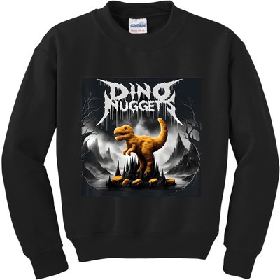 Black Aesthetic Dino Nuggets Death Metal Music Chicken Nugs Kids Sweatshirt