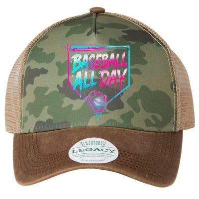 Baseball All Day Ice Cream Dripping Drip Legacy Tie Dye Trucker Hat