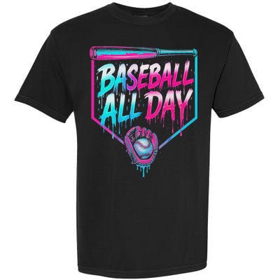 Baseball All Day Ice Cream Dripping Drip Garment-Dyed Heavyweight T-Shirt