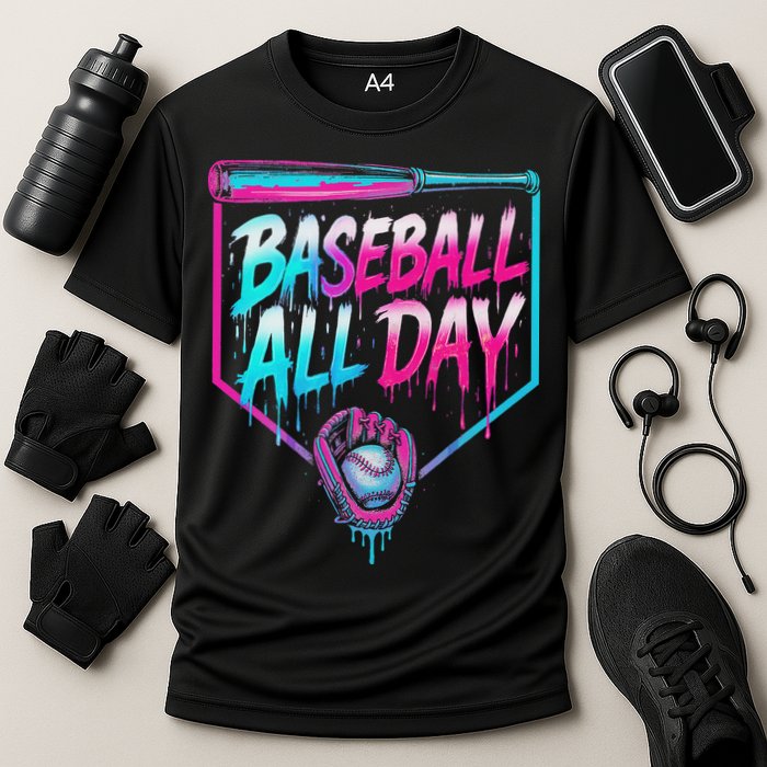 Baseball All Day Ice Cream Dripping Drip Cooling Performance Crew T-Shirt