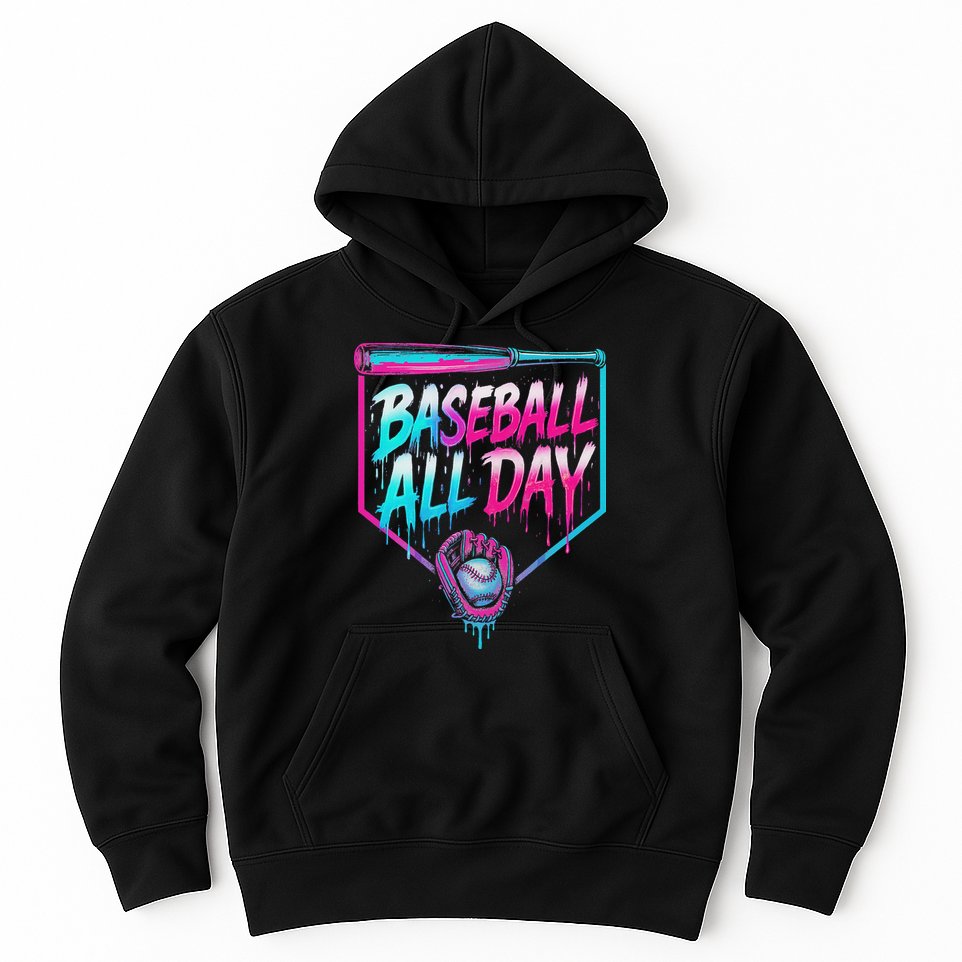 Baseball All Day Ice Cream Dripping Drip Hoodie