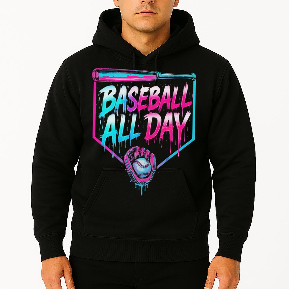 Baseball All Day Ice Cream Dripping Drip Hoodie