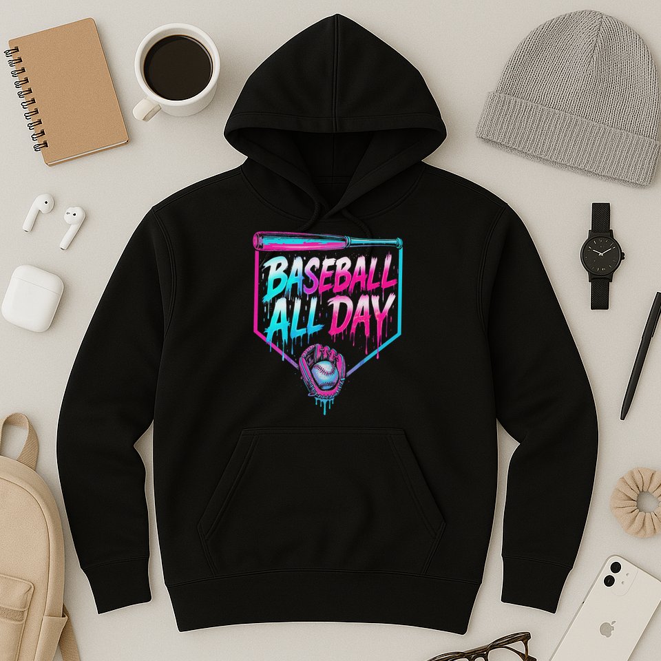 Baseball All Day Ice Cream Dripping Drip Hoodie