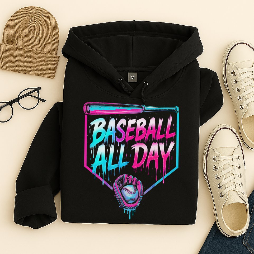 Baseball All Day Ice Cream Dripping Drip Hoodie