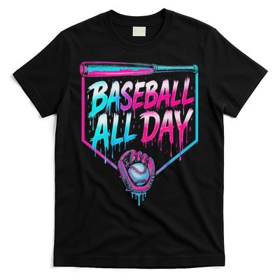 Baseball All Day Ice Cream Dripping Drip T-Shirt