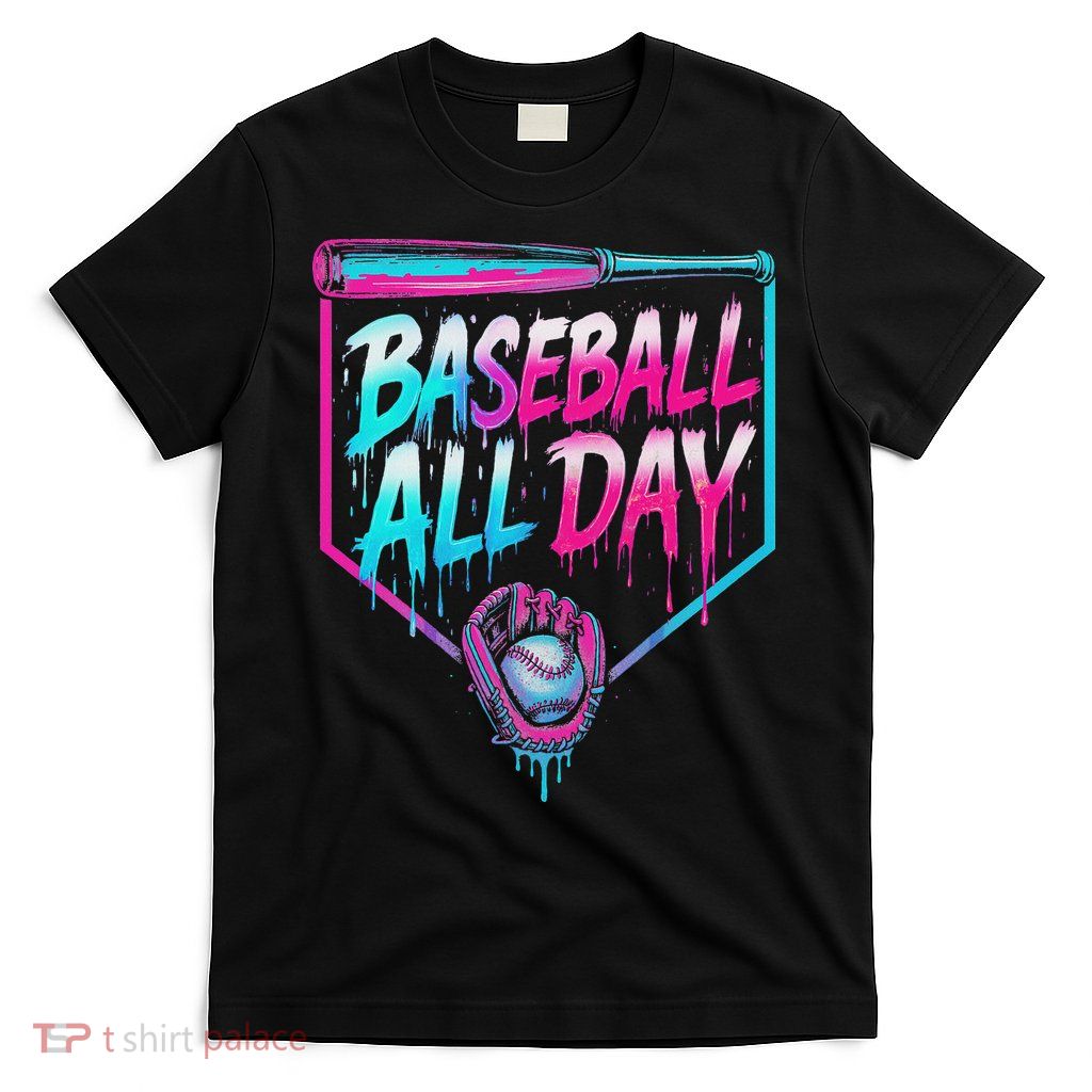 Baseball All Day Ice Cream Dripping Drip T-Shirt