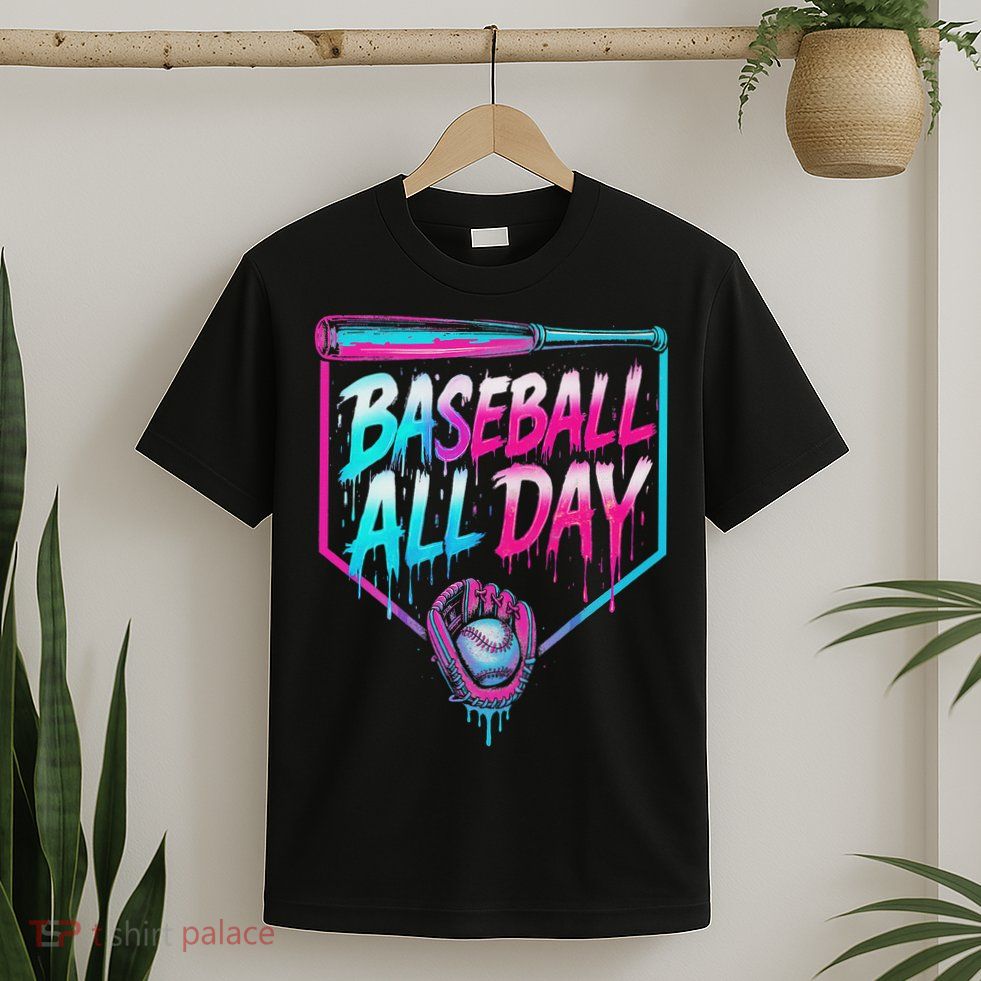 Baseball All Day Ice Cream Dripping Drip T-Shirt