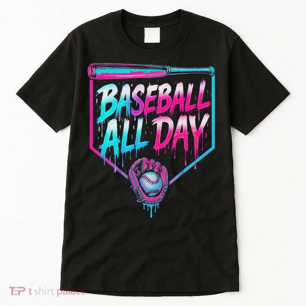 Baseball All Day Ice Cream Dripping Drip Tall T-Shirt