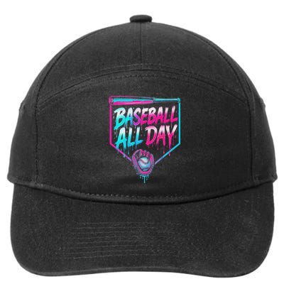 Baseball All Day Ice Cream Dripping Drip 7-Panel Snapback Hat