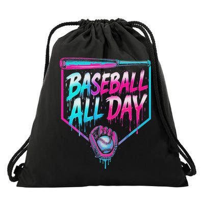 Baseball All Day Ice Cream Dripping Drip Drawstring Bag