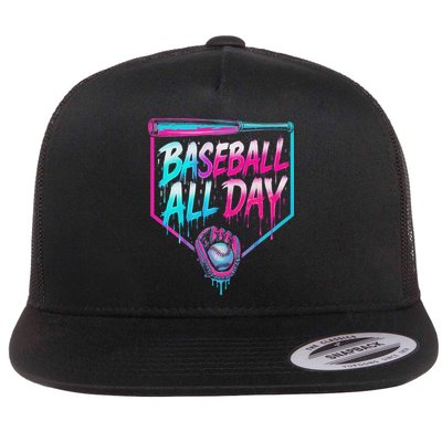 Baseball All Day Ice Cream Dripping Drip Flatbill Hat