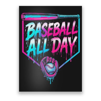 Baseball All Day Ice Cream Dripping Drip Poster