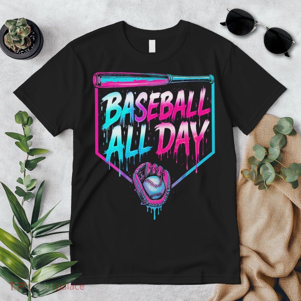 Baseball All Day Ice Cream Dripping Drip Premium T-Shirt