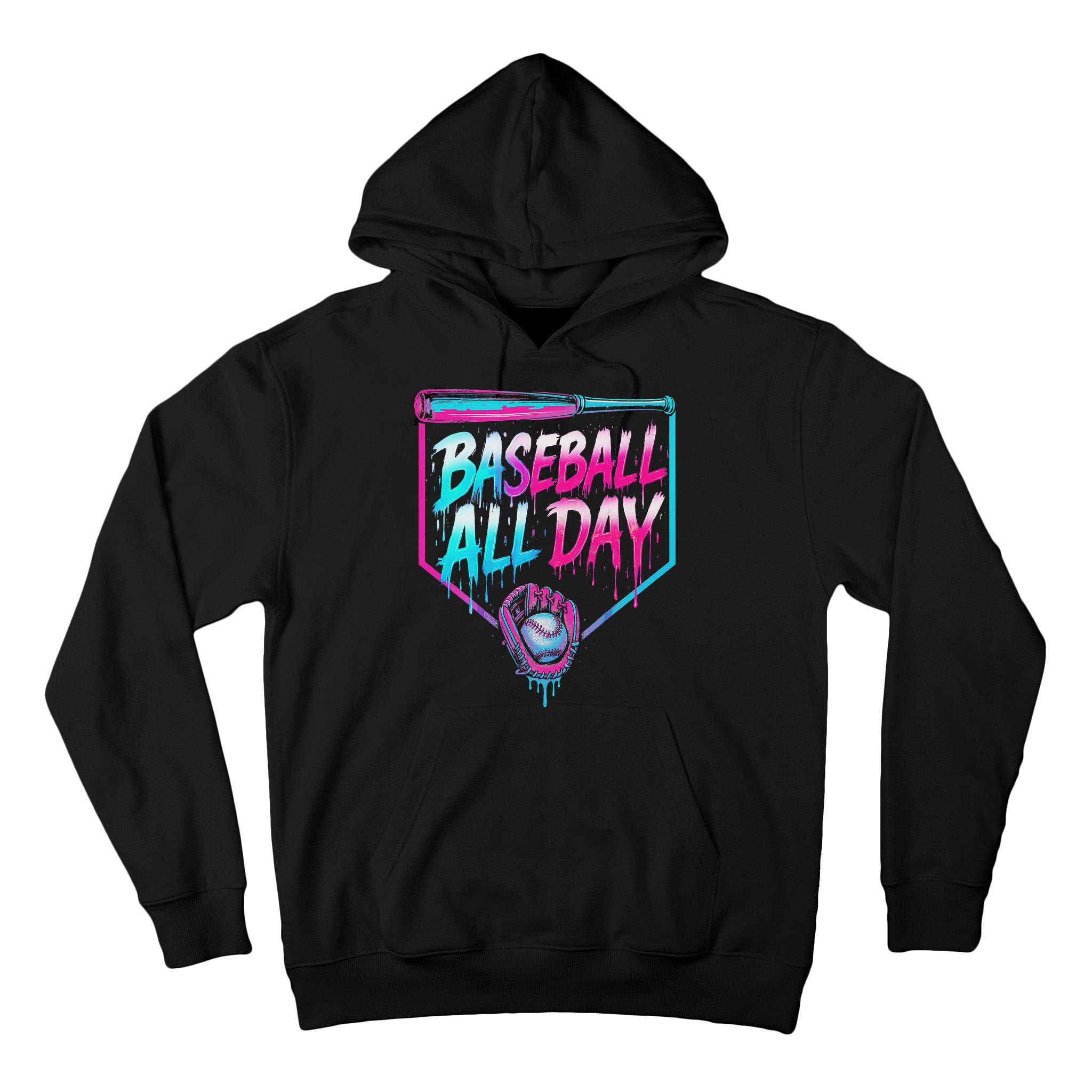 Baseball All Day Ice Cream Dripping Drip Tall Hoodie