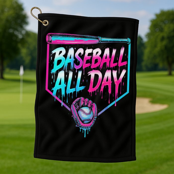 Baseball All Day Ice Cream Dripping Drip Golf Towel