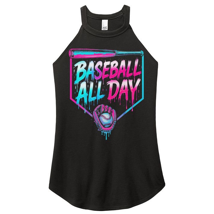 Baseball All Day Ice Cream Dripping Drip Women's Perfect Tri Rocker Tank