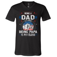 Being A Dad Is An Honor Being A Papa Is Priceless Funny Father V-Neck T-Shirt