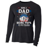 Being A Dad Is An Honor Being A Papa Is Priceless Funny Father Cooling Performance Long Sleeve Crew