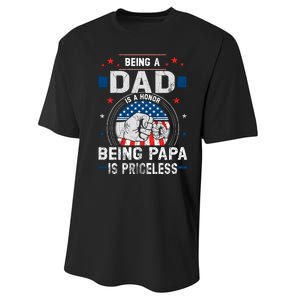 Being A Dad Is An Honor Being A Papa Is Priceless Funny Father Performance Sprint T-Shirt