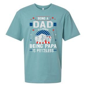 Being A Dad Is An Honor Being A Papa Is Priceless Funny Father Sueded Cloud Jersey T-Shirt