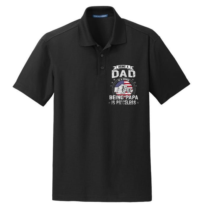 Being A Dad Is An Honor Being A Papa Is Priceless Funny Gift Dry Zone Grid Polo