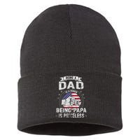 Being A Dad Is An Honor Being A Papa Is Priceless Funny Gift Sustainable Knit Beanie