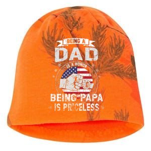 Being A Dad Is An Honor Being A Papa Is Priceless Funny Gift Kati - Camo Knit Beanie