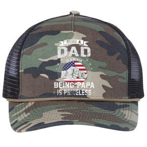 Being A Dad Is An Honor Being A Papa Is Priceless Funny Gift Retro Rope Trucker Hat Cap