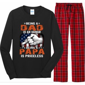 Being A Dad Is An Honor Being A Papa Is Priceless Gift Long Sleeve Pajama Set