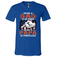 Being A Dad Is An Honor Being A Papa Is Priceless Gift V-Neck T-Shirt