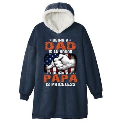 Being A Dad Is An Honor Being A Papa Is Priceless Gift Hooded Wearable Blanket