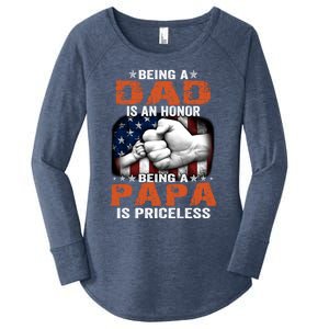 Being A Dad Is An Honor Being A Papa Is Priceless Gift Women's Perfect Tri Tunic Long Sleeve Shirt