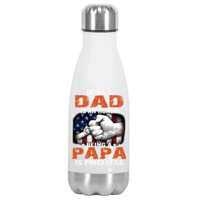 Being A Dad Is An Honor Being A Papa Is Priceless Gift Stainless Steel Insulated Water Bottle