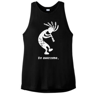 Be Awesome Dancing Kokopelli Southwestern Distressed Ladies PosiCharge Tri-Blend Wicking Tank