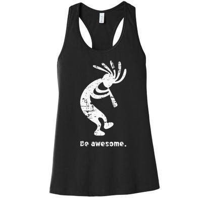 Be Awesome Dancing Kokopelli Southwestern Distressed Women's Racerback Tank