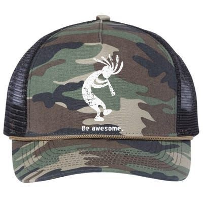 Be Awesome Dancing Kokopelli Southwestern Distressed Retro Rope Trucker Hat Cap