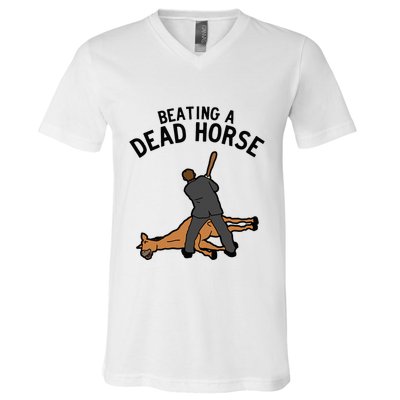 Beating A Dead Horse Meme Funny V-Neck T-Shirt