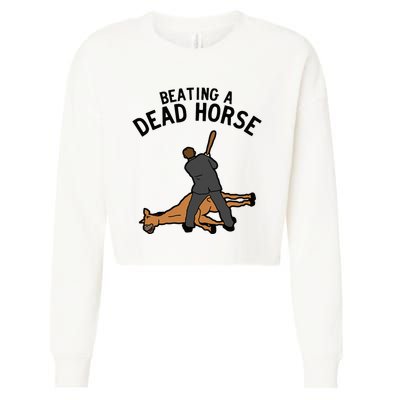 Beating A Dead Horse Meme Funny Cropped Pullover Crew