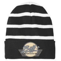 Biffs Auto Detailing Striped Beanie with Solid Band