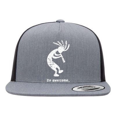 Be Awesome Dancing Kokopelli Southwestern Distressed Flat Bill Trucker Hat