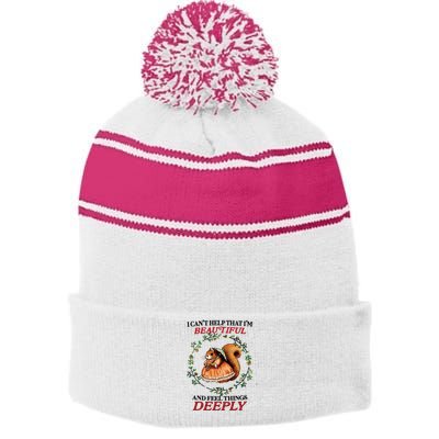 Beautiful And Deep Stripe Pom Pom Beanie