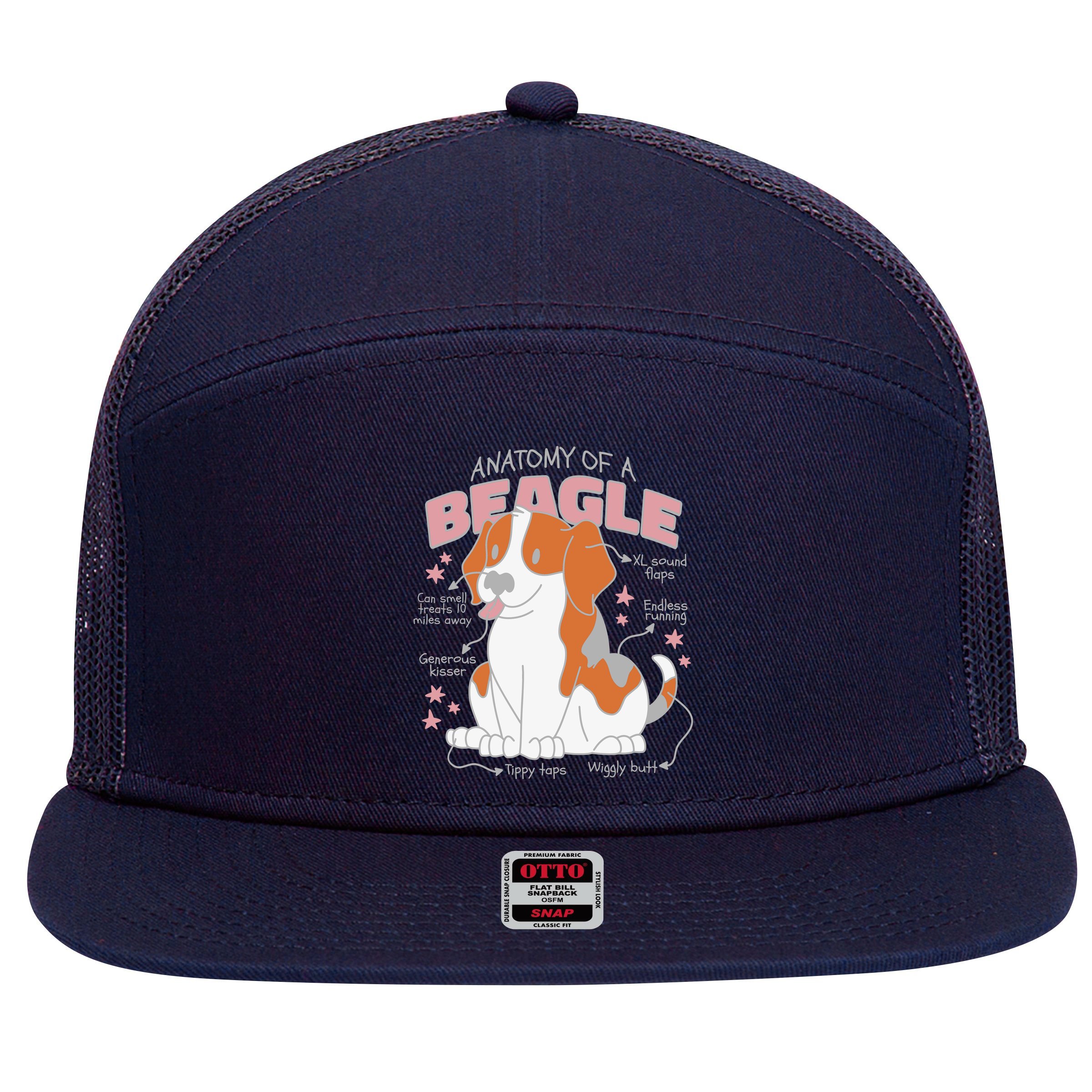 Beagle Anatomy Dog 7 Panel Mesh Trucker Snapback Hat